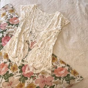 White cream lace cardigan